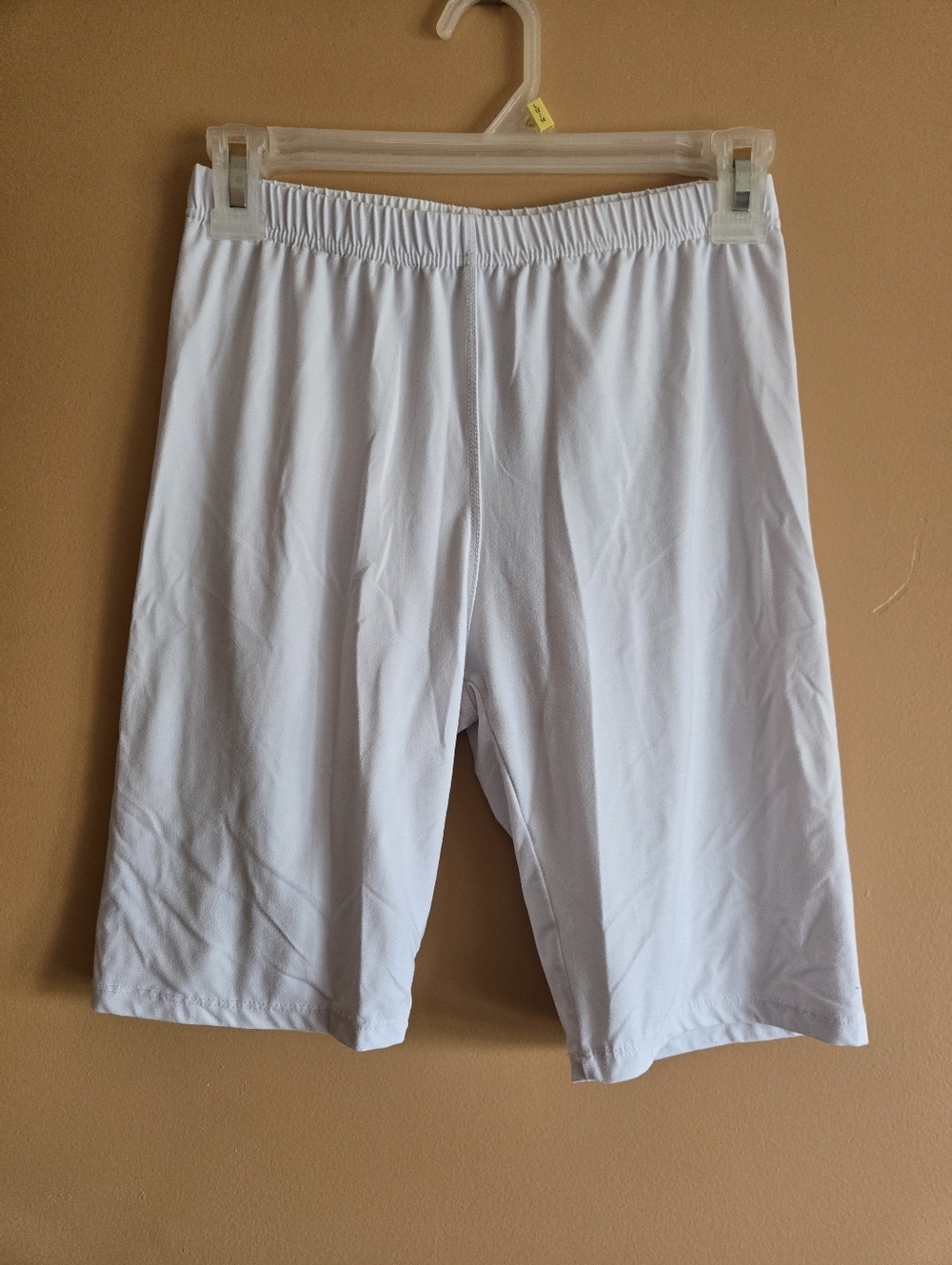 White Stretchy Athletic Shorts Waist=12"